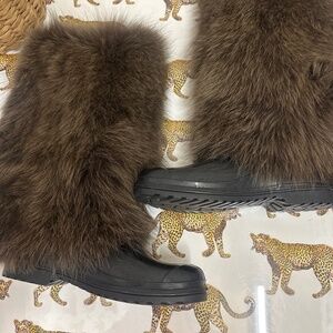 Marni real fur rubber boots - size 8